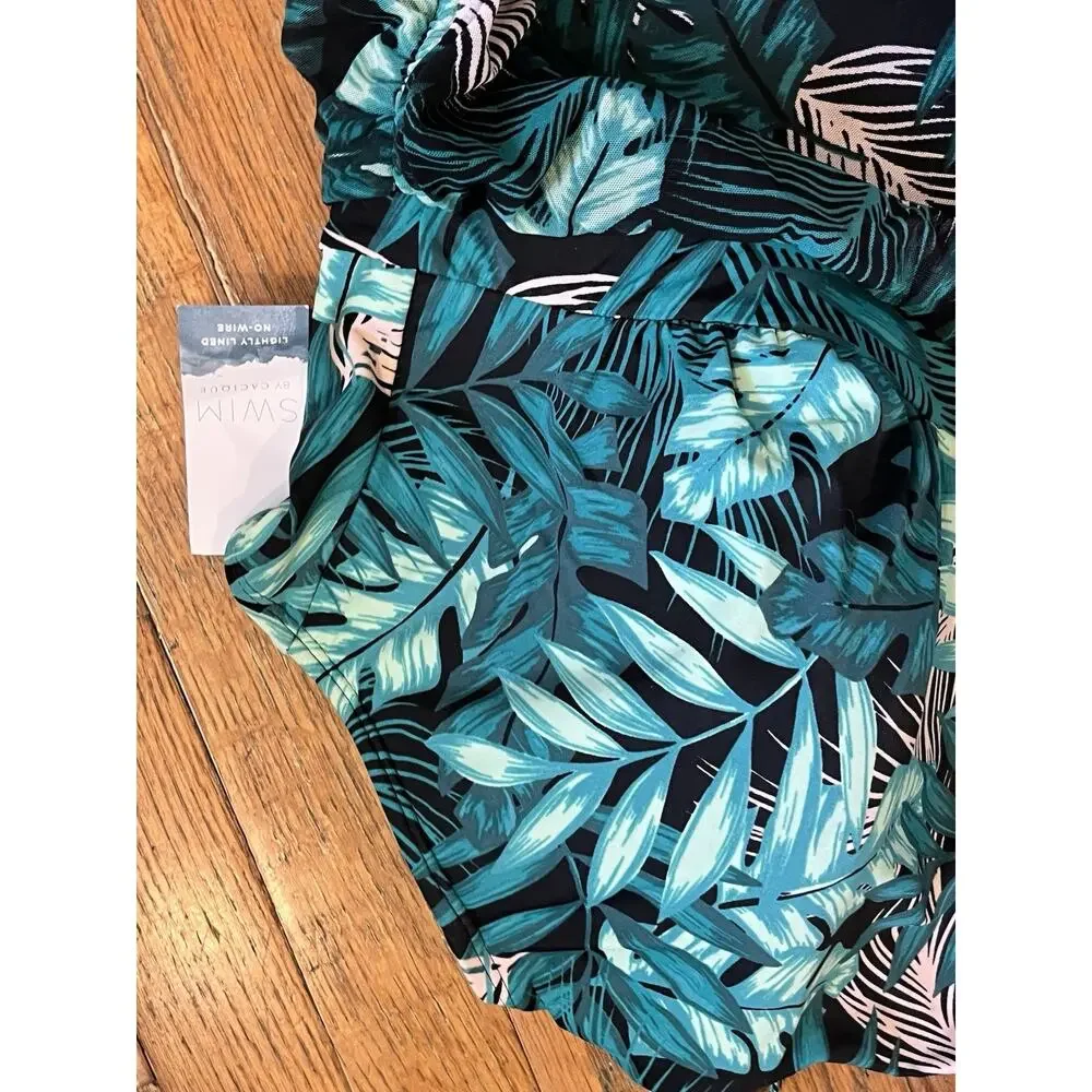 Cacique Blue Leaf Print One Piece Swimsuit - Picture 6 of 14